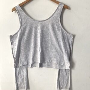 Topshop Heather Gray Cold Shoulder Long Sleeve Scoop Neck Top, Size 4-6, NWT